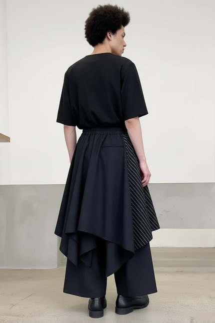 Jupe Homme Noir Asymétrique Fluide