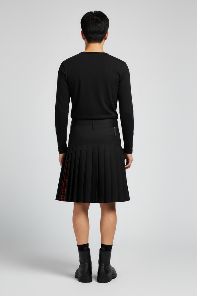 Jupe Homme Noire Plissée Écossaise Moderne