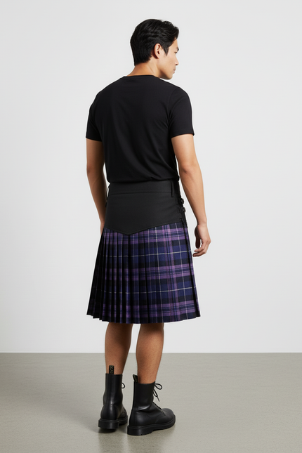 Jupe Homme Écossaise Plissée Bicolore