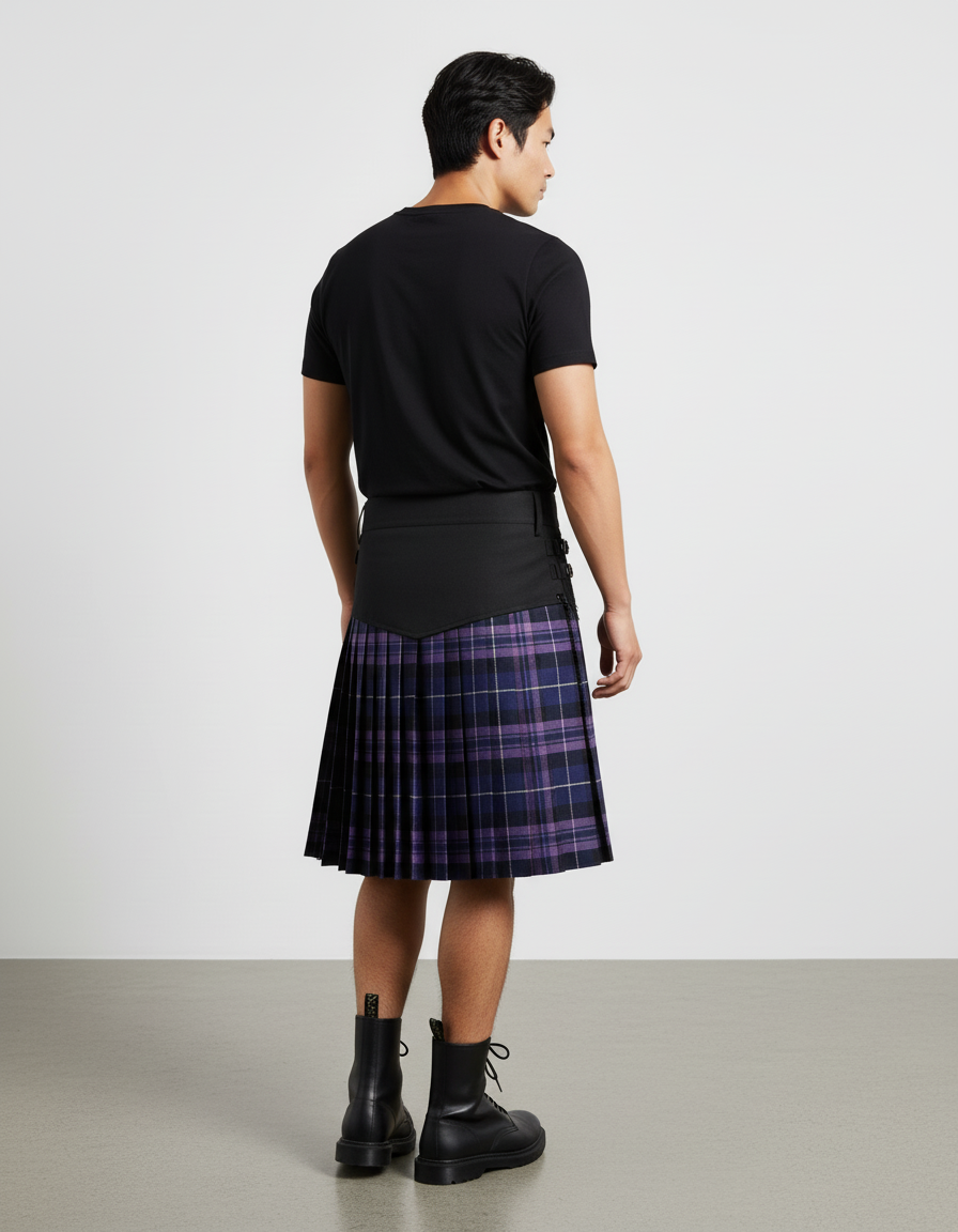 Jupe Homme Écossaise Plissée Bicolore