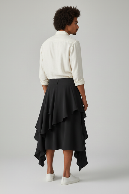 Jupe Homme Noire Fluide À Volants