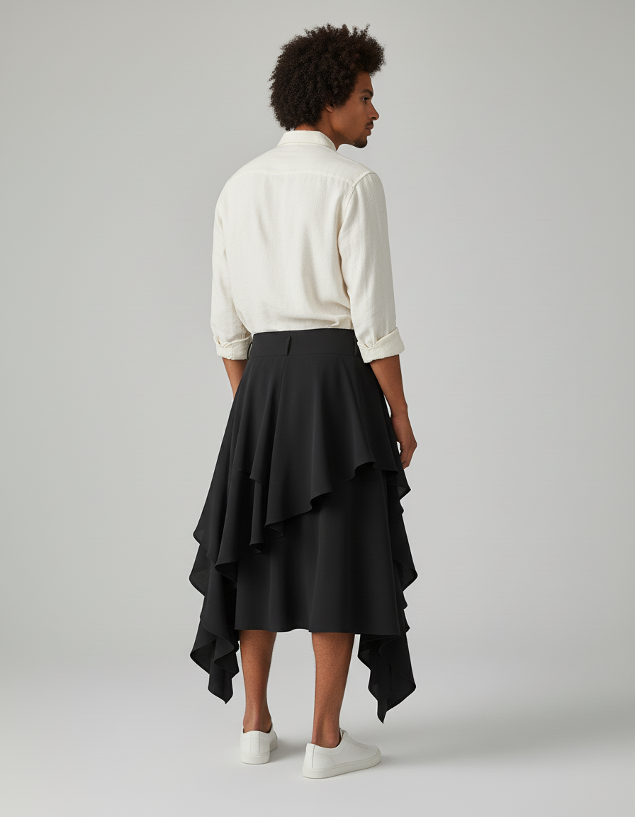 Jupe Homme Noire Fluide À Volants