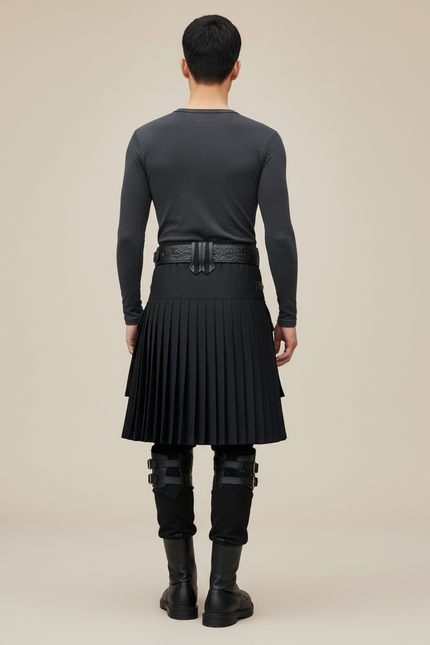 Jupe Homme Noir Plissée Traditionnelle