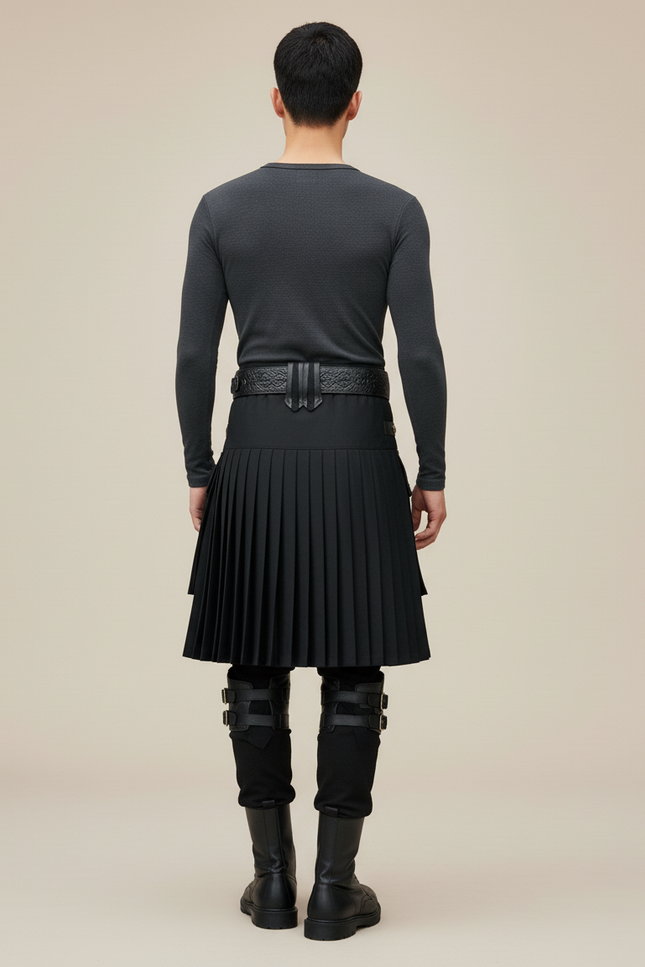 Jupe Homme Noir Plissée Traditionnelle