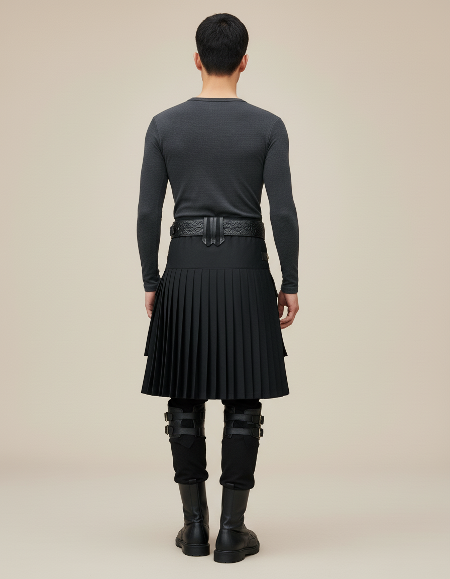 Jupe Homme Noir Plissée Traditionnelle