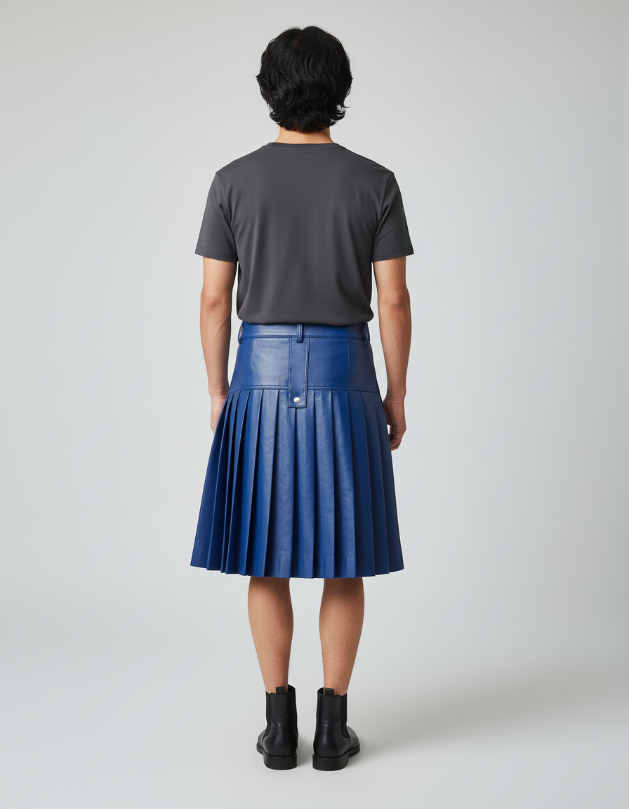 Jupe Homme Bleue Similicuir Plissée