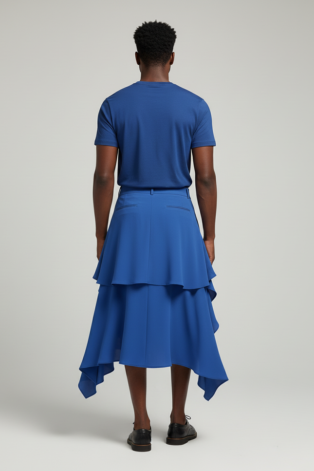 Jupe Homme À Volants Asymétrique Fluide