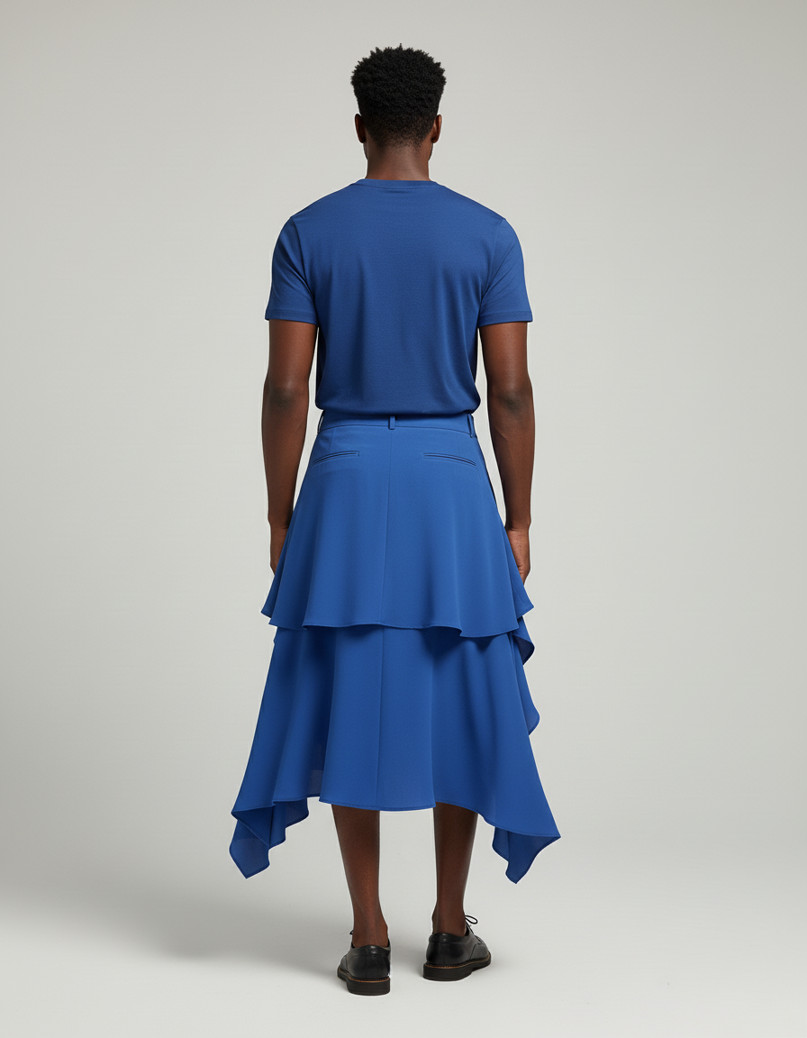 Jupe Homme À Volants Asymétrique Fluide