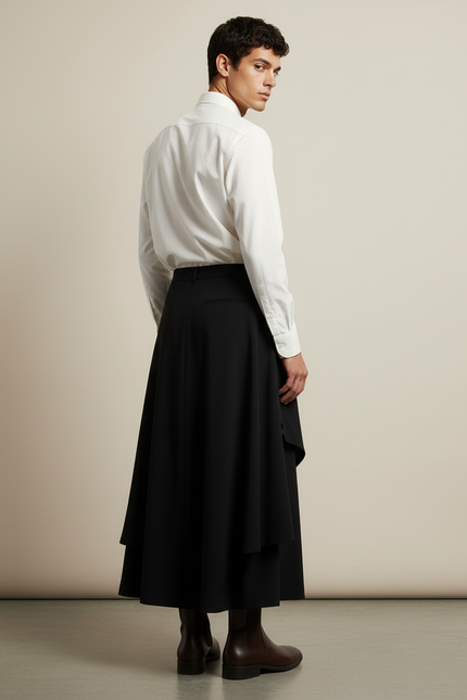 Jupe Homme Noire Asymétrique Décontractée