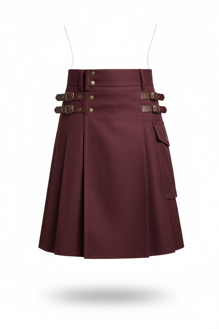 Jupe Homme Kilt Bordeaux Plissée