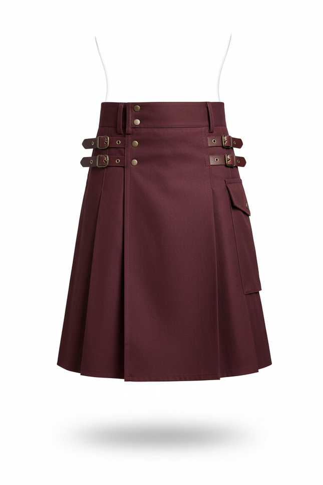 Jupe Homme Kilt Bordeaux Plissée