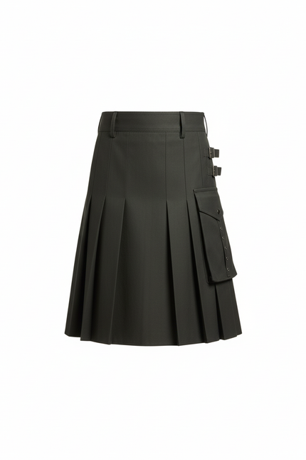 Jupe Homme Plissée Gris Cargo Décontractée