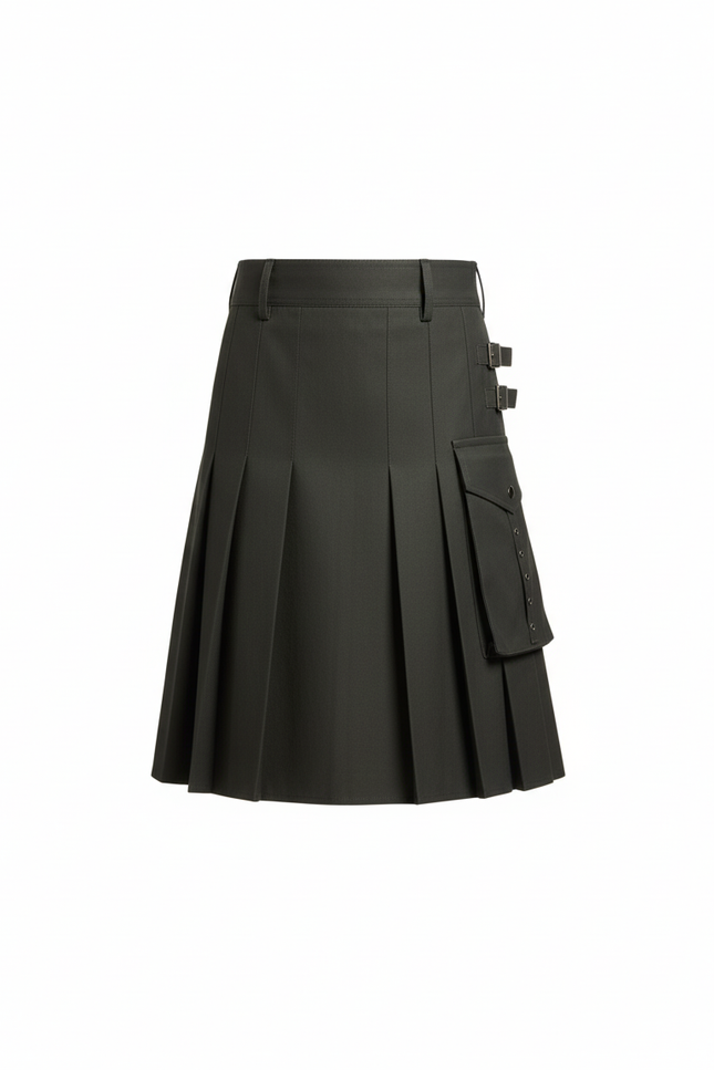 Jupe Homme Plissée Gris Cargo Décontractée