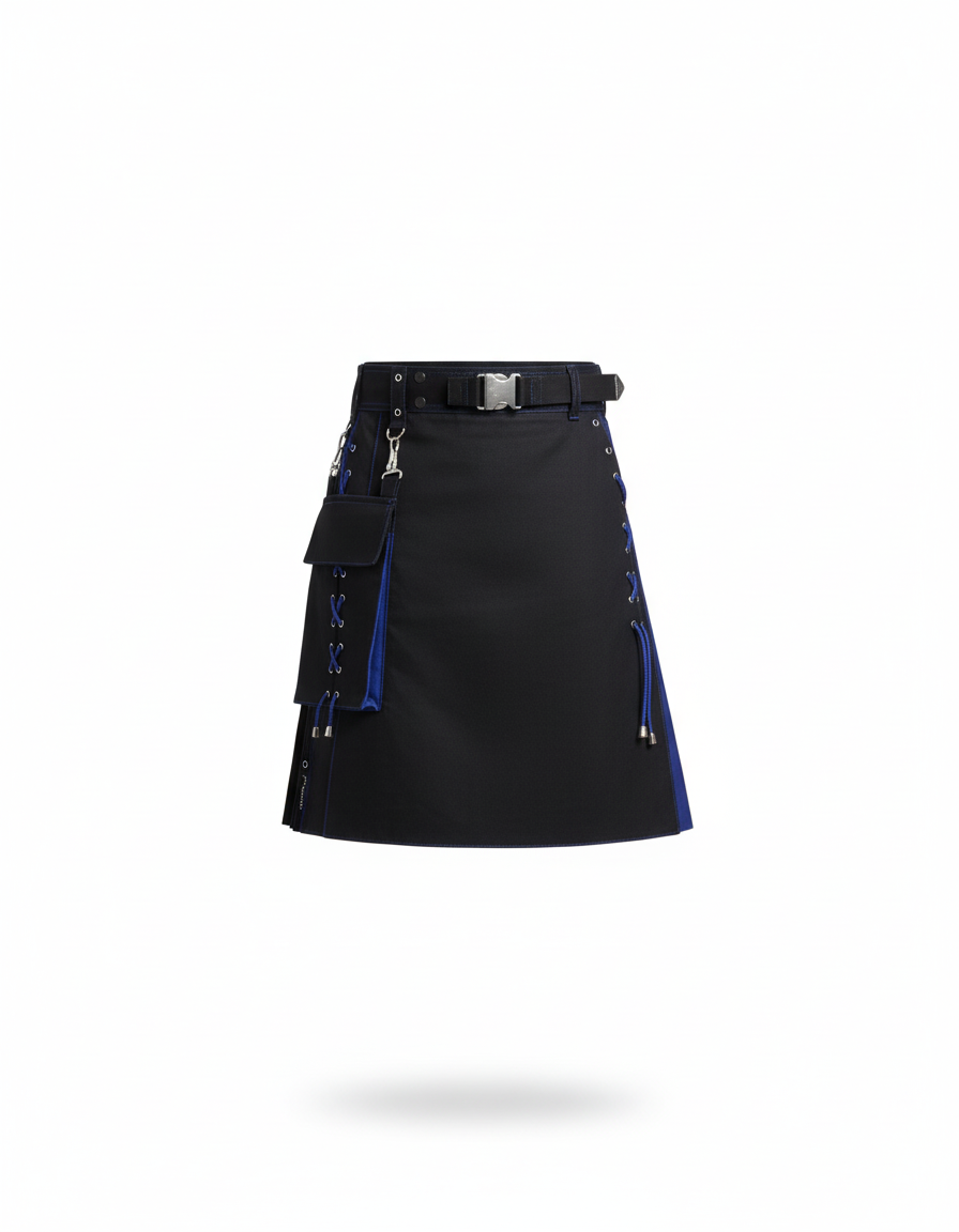 Jupe Homme Noire Contrastée Bleue Décontractée
