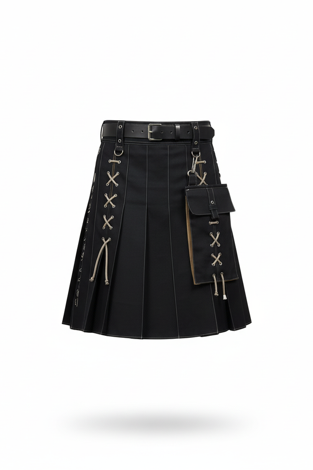 Jupe Homme Noire À Lacets Décontractée