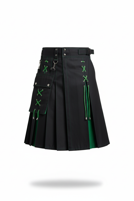 Jupe Homme Plissée Noire Et Verte