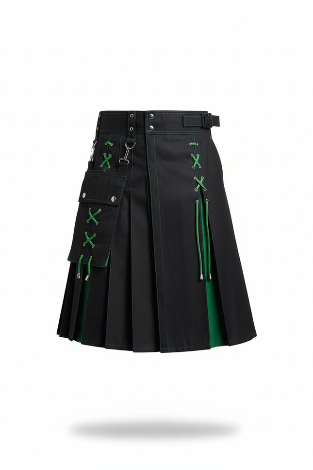 Jupe Homme Plissée Noire Et Verte