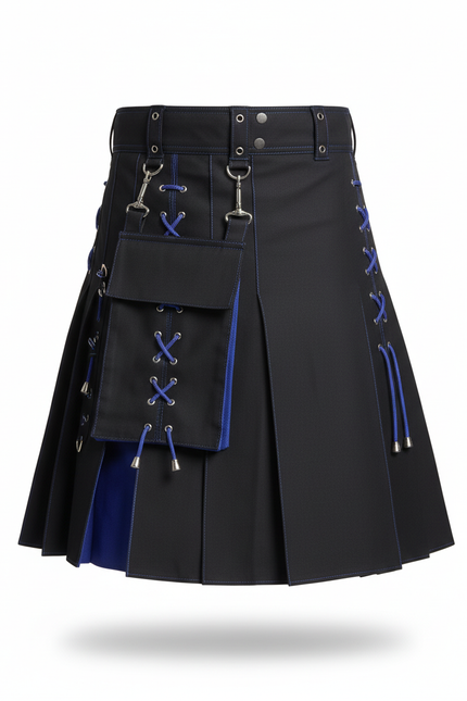 Jupe Homme Noire Et Bleue Plissée Chic