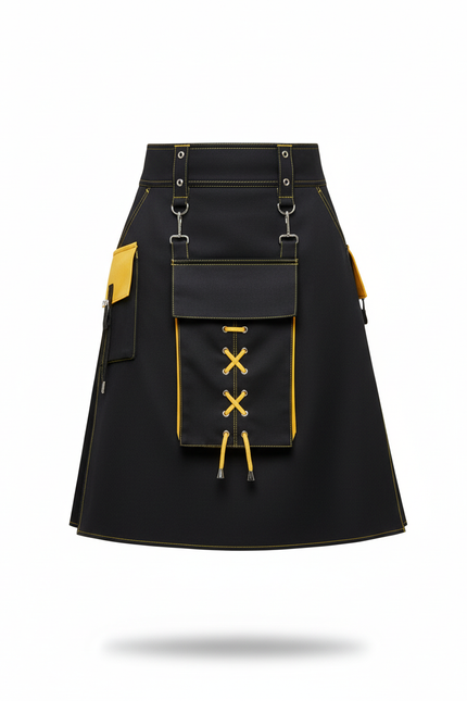 Jupe Homme Noir Et Jaune Kilt Chic