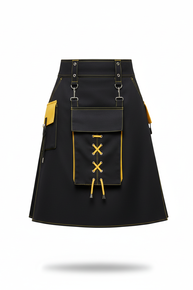 Jupe Homme Noir Et Jaune Kilt Chic