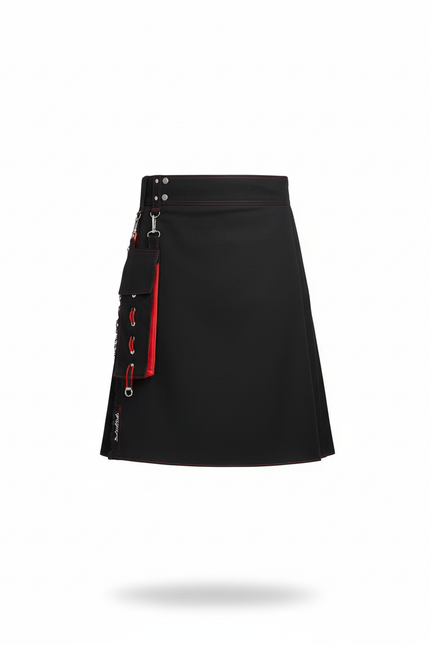 Jupe Homme Noire Et Rouge Plissée