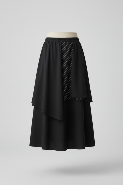 Jupe Homme Noire Irrégulière Fluide