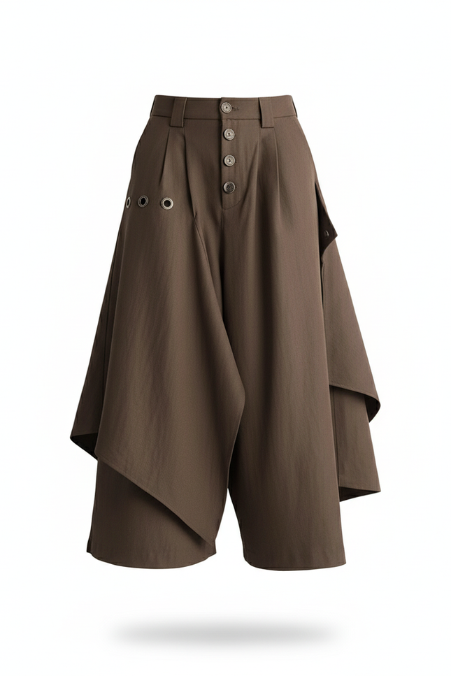 Jupe Homme Marron Asymétrique Fluide