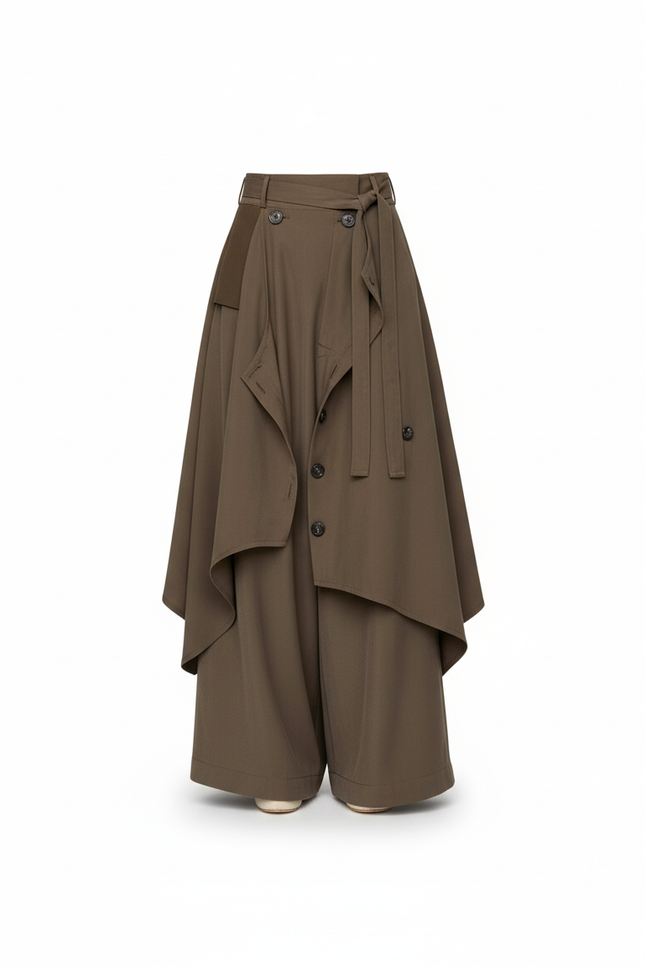 Jupe Homme Marron Irrégulière Fluide