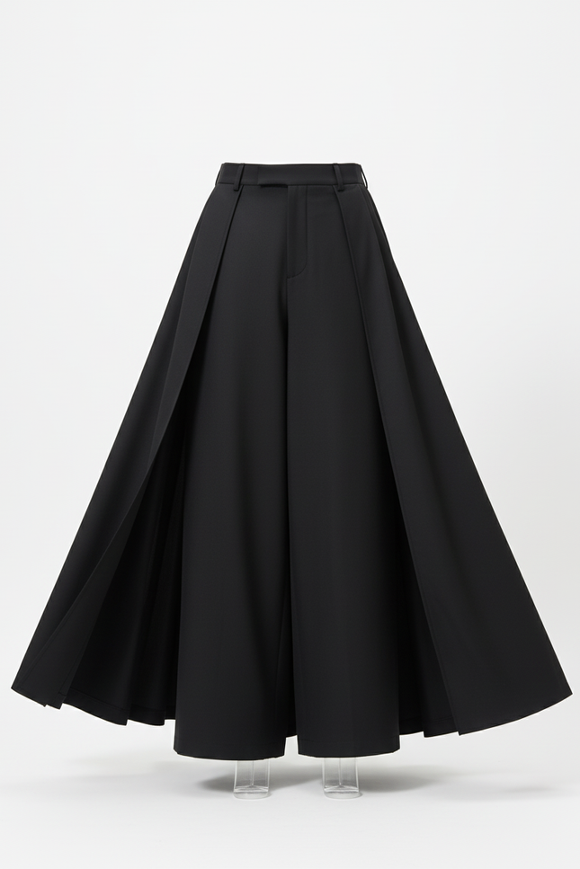 Jupe Homme Noire Double-Couche Fluide