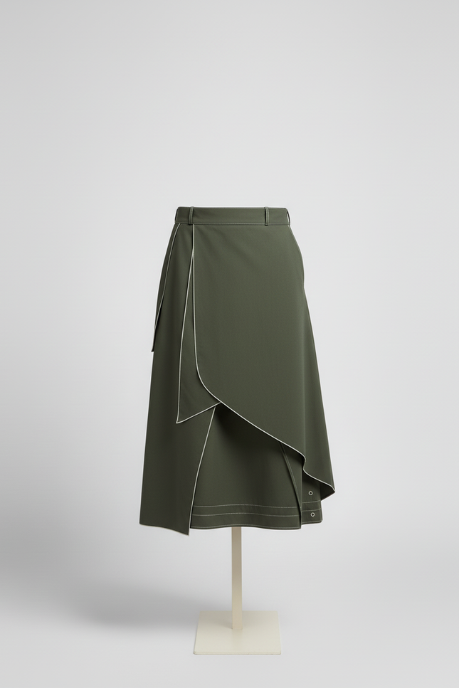Jupe Homme Kaki Asymétrique Moderne