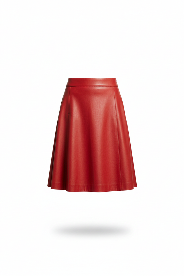 Jupe Homme Rouge Cuir Pu Plissée