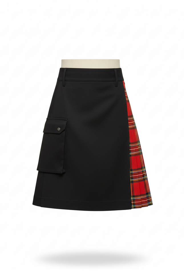 Jupe Homme Noire Écossaise Plissée