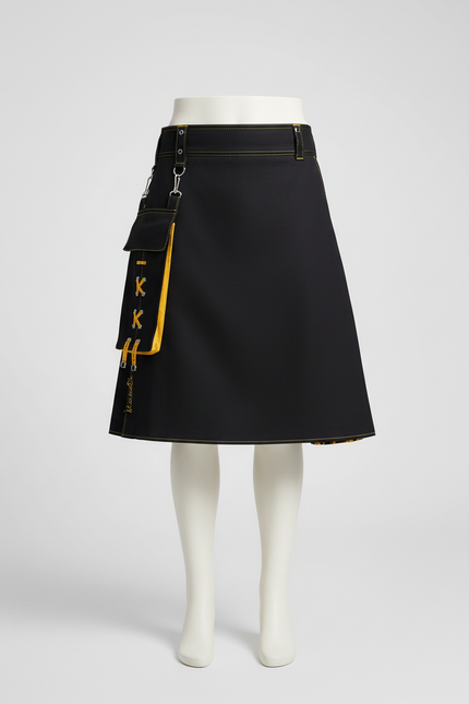 Jupe Homme Noire Détails Jaunes Ethnique