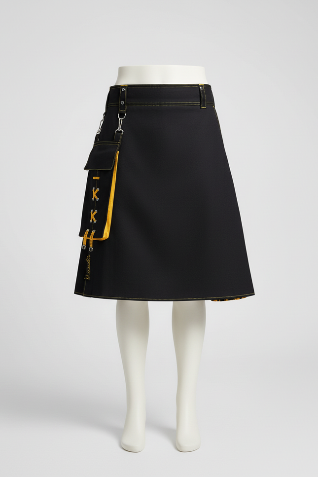 Jupe Homme Noire Détails Jaunes Ethnique