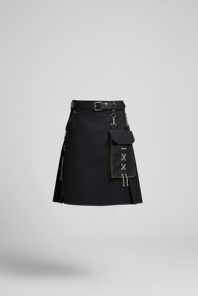 Jupe Homme Noire Plissée Décontractée Polyvalente