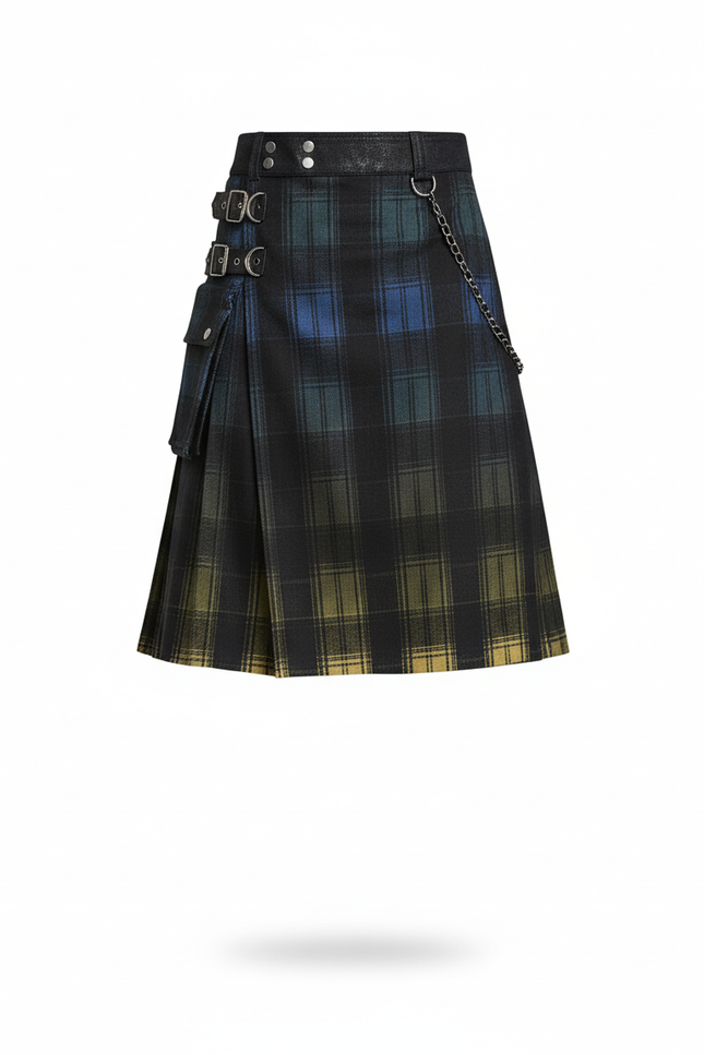 Jupe Homme Plaid Dégradé Plissée