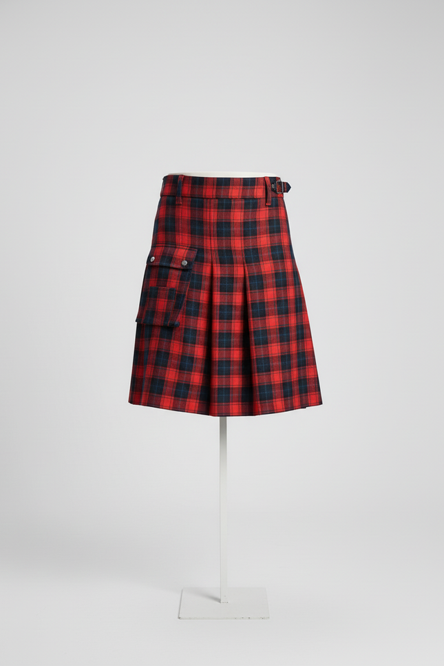Jupe Homme Rouge Écossais Plissée