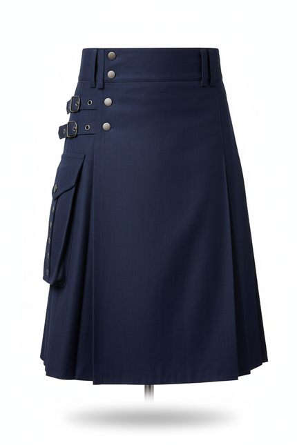 Jupe Homme Bleu Marine Plissée