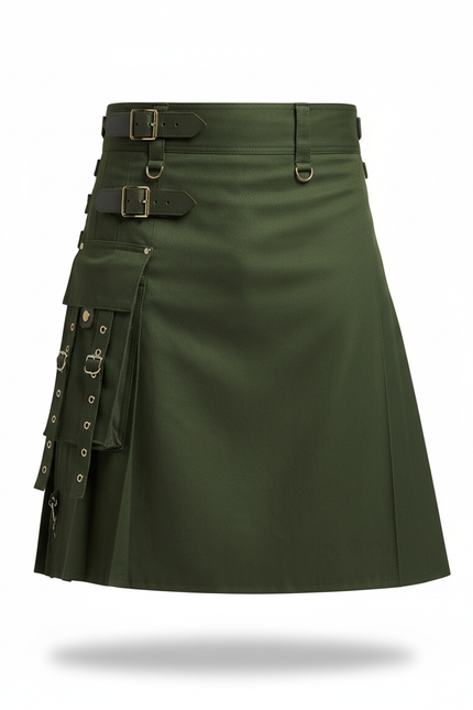 Jupe Homme Verte Kaki Plissée Décontractée