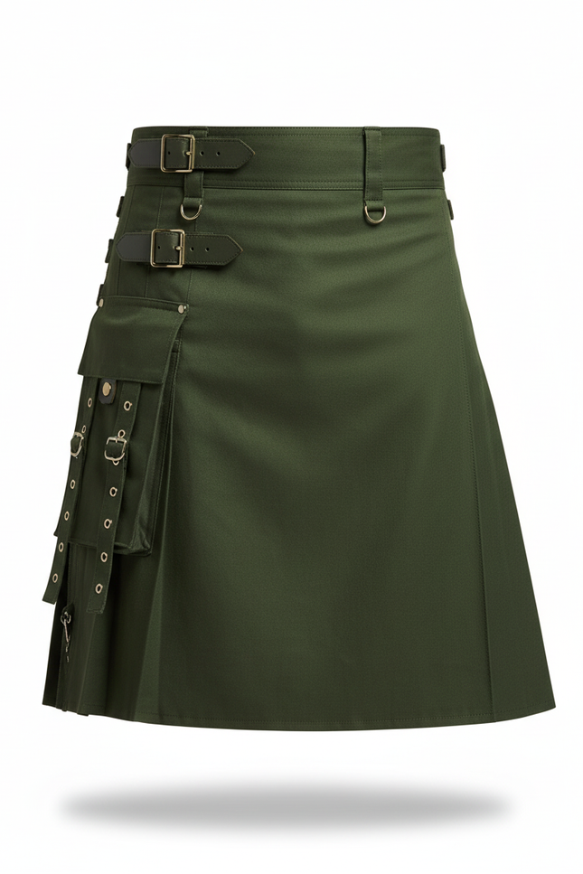 Jupe Homme Verte Kaki Plissée Décontractée