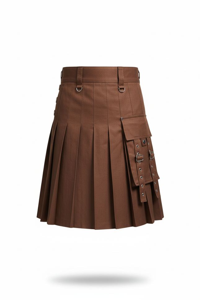 Jupe Homme Marron Utilitaire Plissée