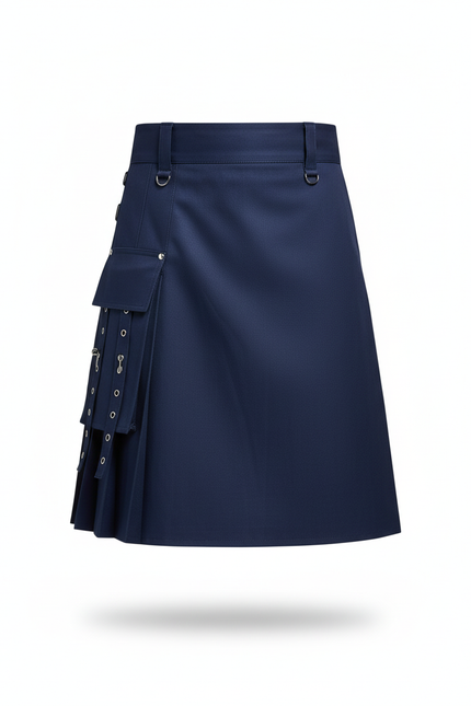 Jupe Homme Bleu Marine Plissée Courte