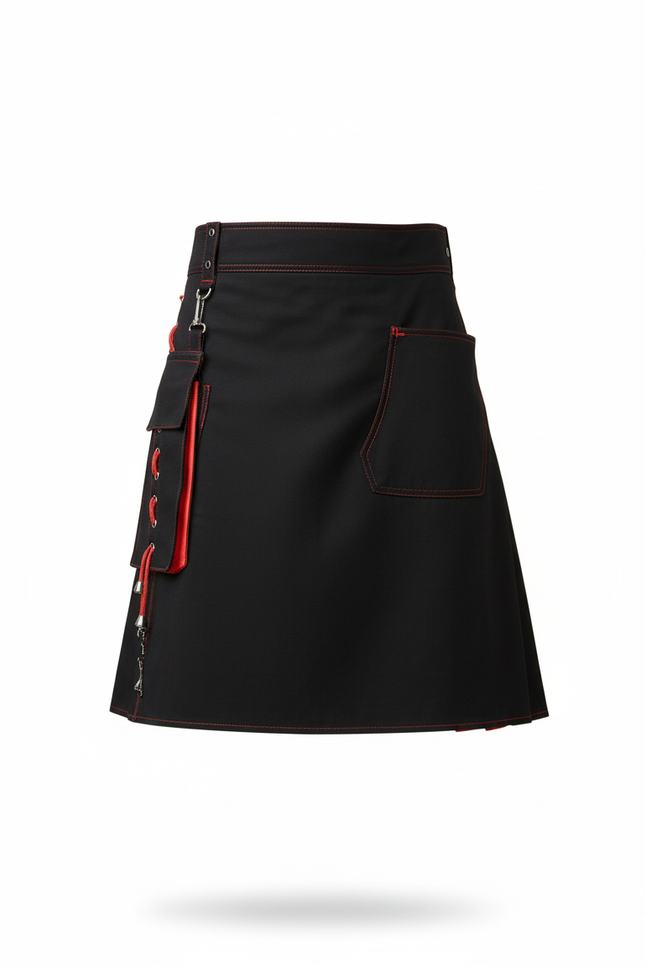 Jupe Homme Noire Rouge Plissée