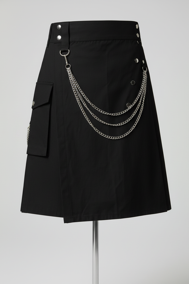 Jupe Homme Noire À Chaînes Décontractée