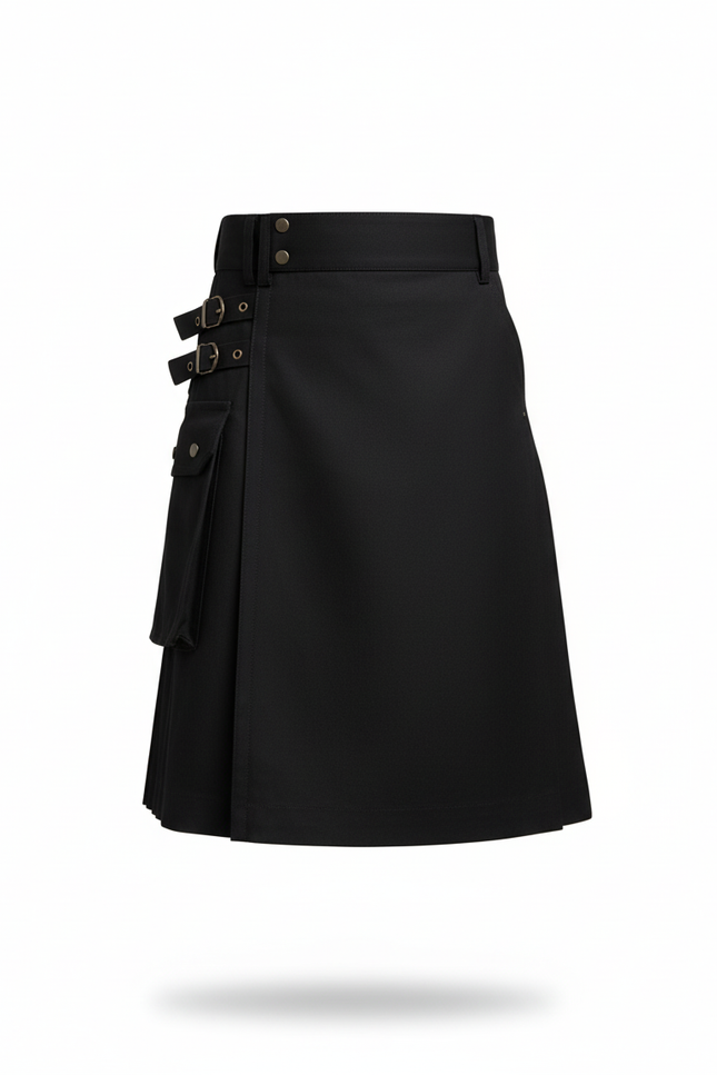 Jupe Homme Noire À Boucles Plissée