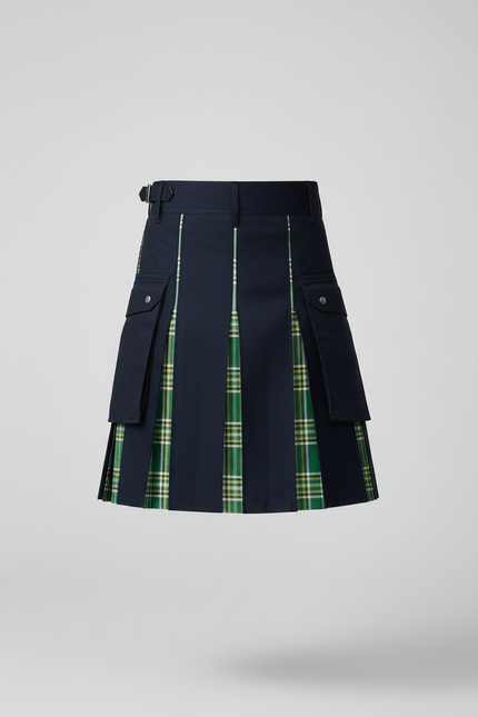 Jupe Homme Bleue Marine À Carreaux Plissée