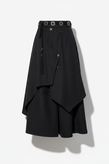 Jupe Homme Noire Irrégulière Fluide Dynamique