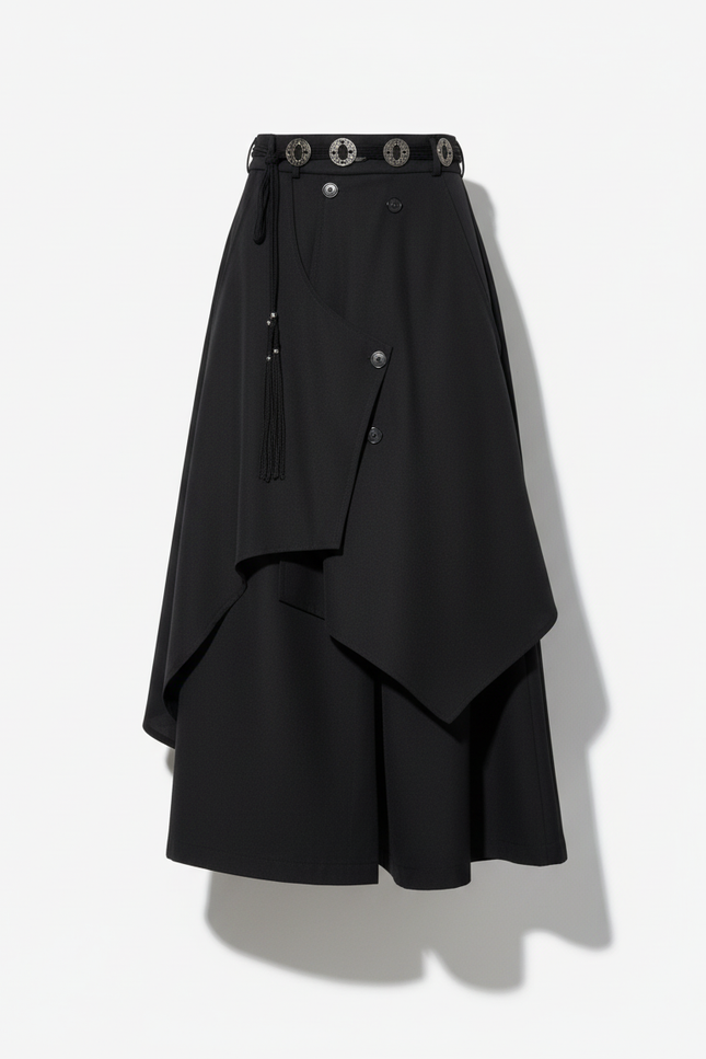 Jupe Homme Noire Irrégulière Fluide Dynamique