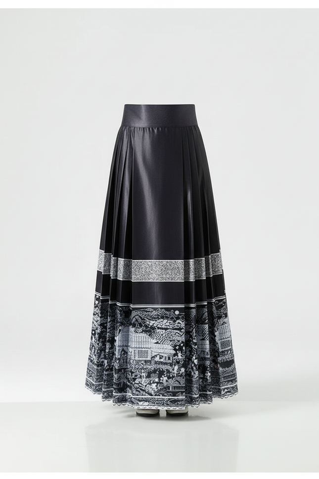 Jupe Homme Noire À Motifs Plissée