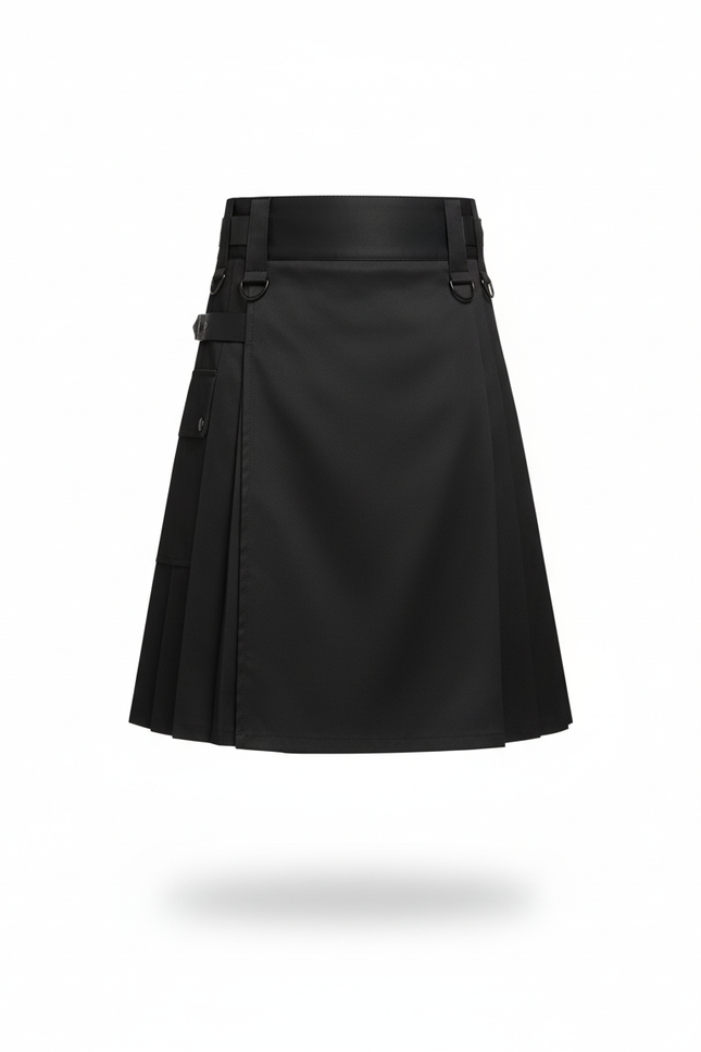 Jupe Homme Noire Plissée Élégante Sobre